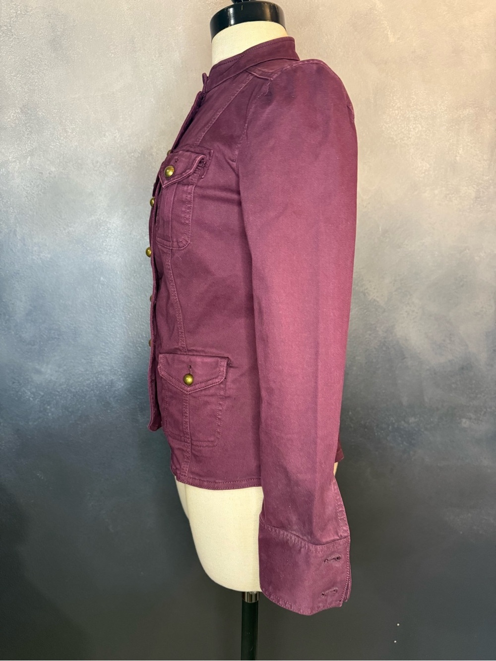 White House Black Market Burgundy Utility Jacket - Size 00 - Picture 4 of 8